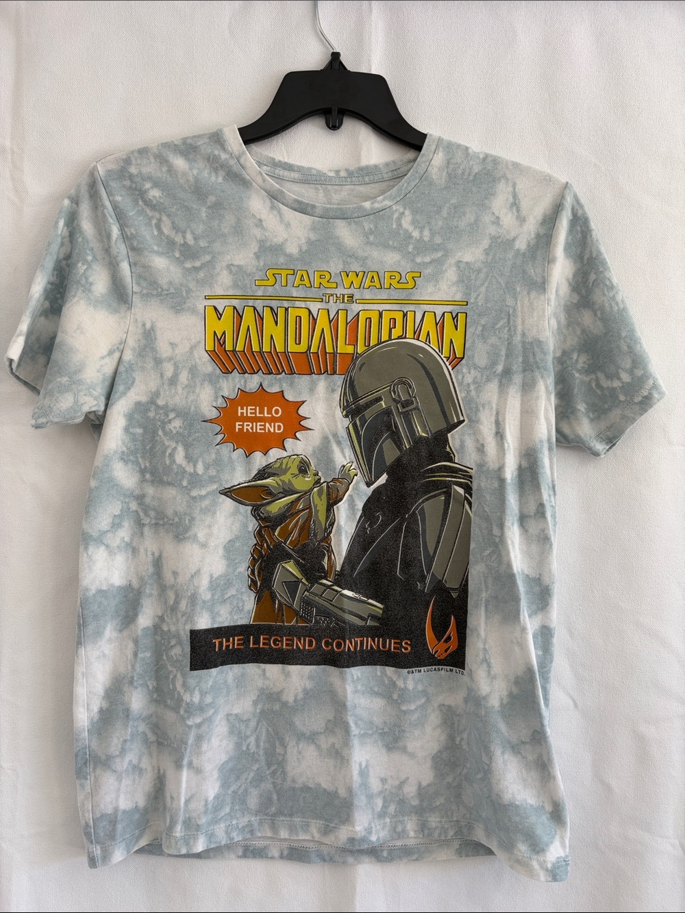 Star Wars The Mandalorian Tie-Dye Graphic Tee - Blue/White, Medium